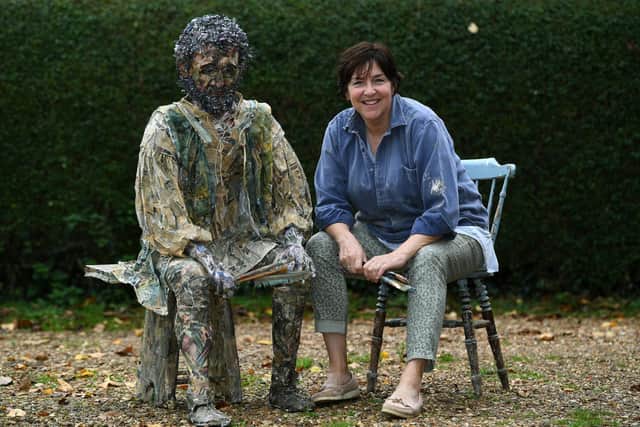 Artist Gail Hurst with her life-sized sculpture of Michelangelo
Picture Jonathan Gawthorpe