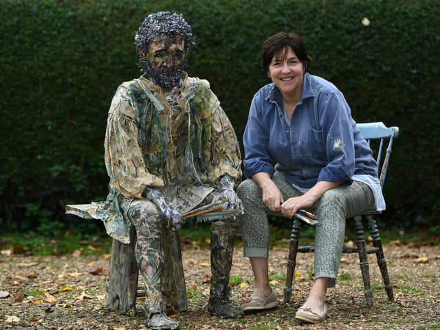 Artist Gail Hurst with her life-sized sculpture of Michelangelo
Picture Jonathan Gawthorpe