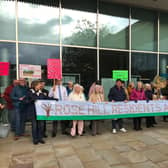 Members of the Rose Hill Residents Association (RHRA) protest plans for 121 homes on the popular beauty spot