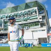Shan Masood walks out to bat against the imposing backdrop of the Headingley pavilion in the final game of last season. The Pakistani has been a calm and unifying presence as the club moves on from recent events. Picture by Allan McKenzie/SWpix.com
