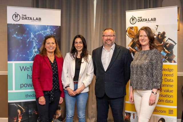 Left to right: Emma Walker (regional director – Scotland, Auticon (one of The Data Lab’s existing partners)), Sara Votta (commercial manager, The Data Shed), Brian Hills (CEO, The Data Lab) and Sandra Ripley (business development executive – Skills at The Data Lab).