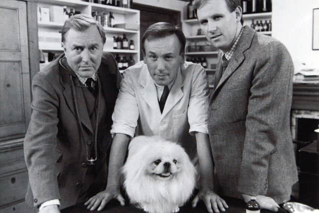 All Creatures Great and Small, L-R: Robert Hardy, Christopher Timothy and Peter Davison