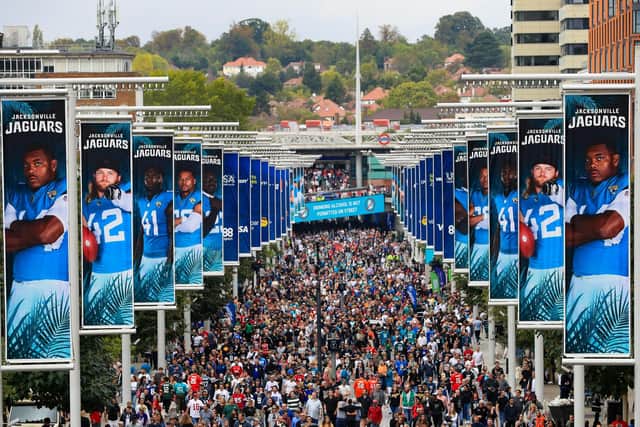 More Jacksonville Jaguars' fans than ever before on Wembley Way ahead of their 10th game in London (Picture: Bradley Collyer/PA Wire)
