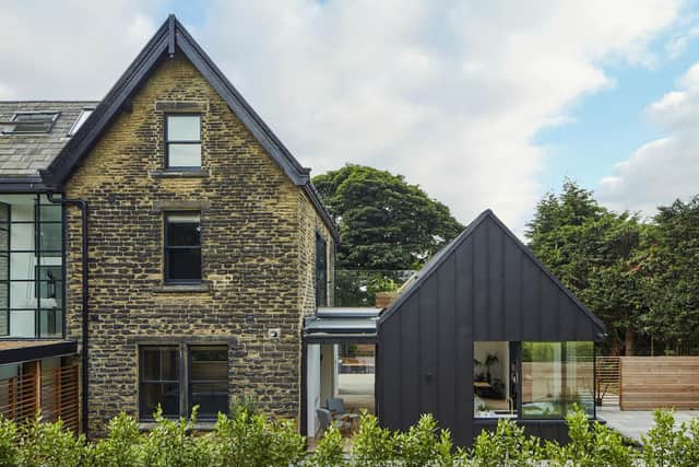 The Victorian house with its new glazed link and kitchen extension