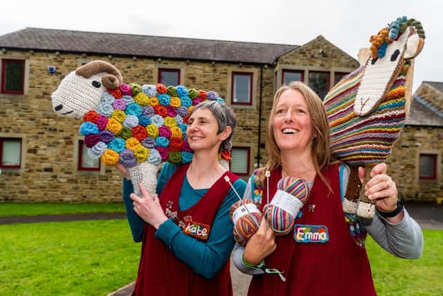 Yarndale - The Festival of Yarn and Woolly Creativity in the North, held at Skipton Auction Mart. Pictured Kate Beard and Emma Sandoe