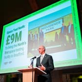 Space Test North's Ron Ruppersberg addressing 'Scale Up' Bradford business event