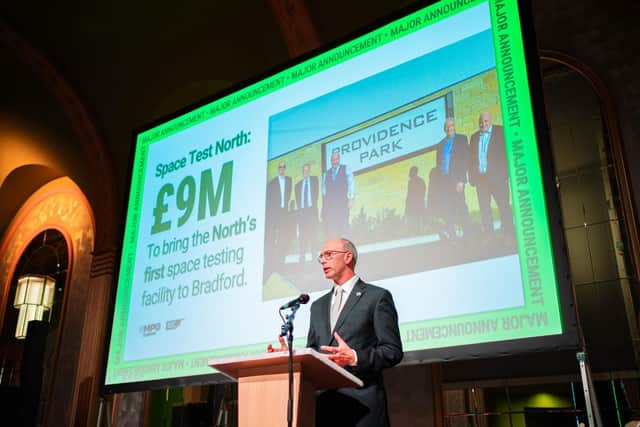 Space Test North's Ron Ruppersberg addressing 'Scale Up' Bradford business event