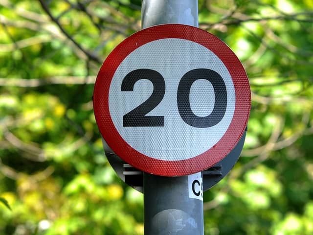 A 20 mph traffic sign. A 20mph speed limit was introduced in built-up areas in Wales recently.  PIC: Simon Hulme