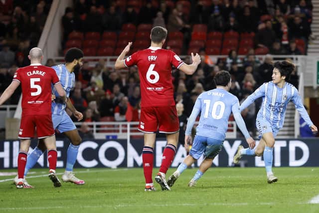 Tatsuhiro Sakamoto helped Coventry City sink Middlesbrough. Image: Richard Sellers/PA Wire
