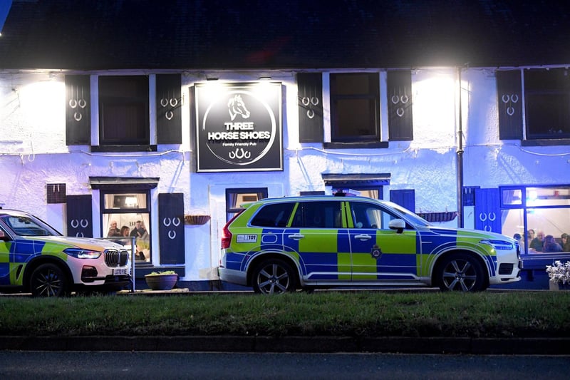 Police at The Three Horse Shoes pub Oulton Leeds.