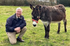 Peter with donkey Sybil. (Pic credit: Daisybeck Studios / Channel 5)