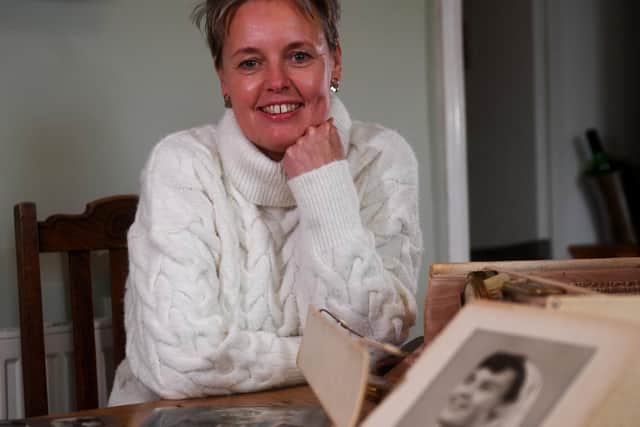 Becky Bond alongside a picture of her mother, Jill Chippindale. Picture: Simon Hulme.