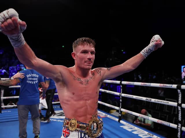 Sheffield's Dalton Smith after beating Sam O'maison for the vacant British Super-Lightweight Title. (Picture: Mark Robinson Matchroom Boxing)