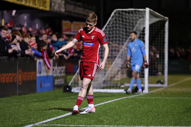 Harry Green of Scarborough Athletic reacts during the Emirates FA Cup First Round match between Scarborough Athletic and Forest Green Rovers at Flamingo Land Stadium on December 12 (Picture: George Wood/Getty Images)