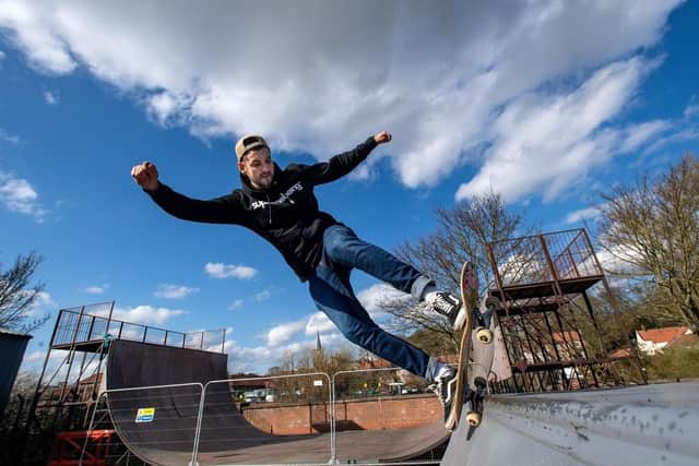 Ryan Swain skateboarding. (Pic credit: Bruce Rollinson)