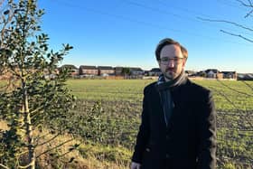 Coun Kurtis Crossland, who represents Beighton ward on Sheffield City Council, at the proposed traveller site off Eckington Way