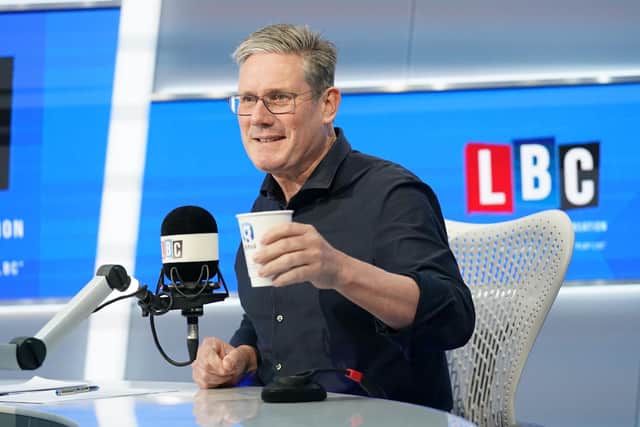 Labour Party leader Sir Keir Starmer takes part in Call Keir, his regular phone-in on LBC's Nick Ferrari at Breakfast show, at the Global Studios, London, where he takes calls from LBC listeners across the UK. (Photo by Stefan Rousseau/PA Wire)