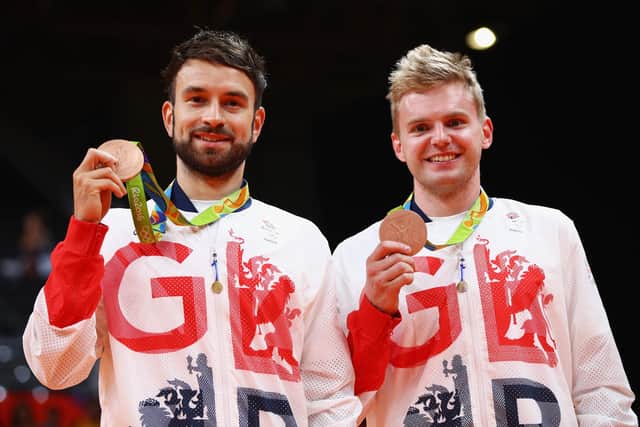 Unlilkely lads: Chris Langridge and Marcus Ellis, right, with their bronze medals at the Rio Olympics in 2016 (Picture: Clive Brunskill/Getty Images)