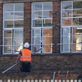 Remedial work being carried out at a school, which has been affected by sub-standard reinforced autoclaved aerated concrete (Raac). PIC: Jacob King/PA Wire