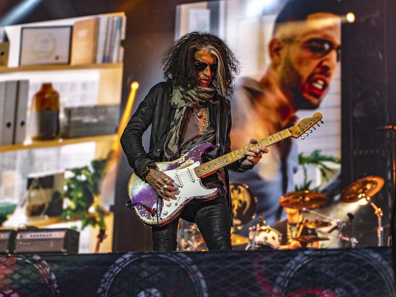 Guitarist Joe Perry on stage.