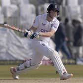 ON A ROLL: Yorkshire's Harry Brook plays a reverse sweep shot during his memorable innings of 153 for England on the second day of the first Test cricket match against Pakistan in Rawalpindi AP Photo/Anjum Naveed