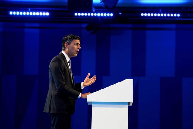 Prime Minister Rishi Sunak speaking during the CBI annual conference