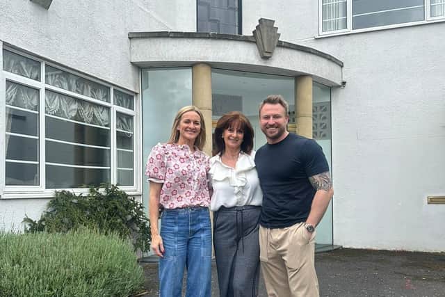 Christine Yorath, middle, with two of her children, television presenter Gabby Logan and Jordan Yorath, founder and director of Monroe Estate Agents, during their last visit to Val D'Or before it was demolished.