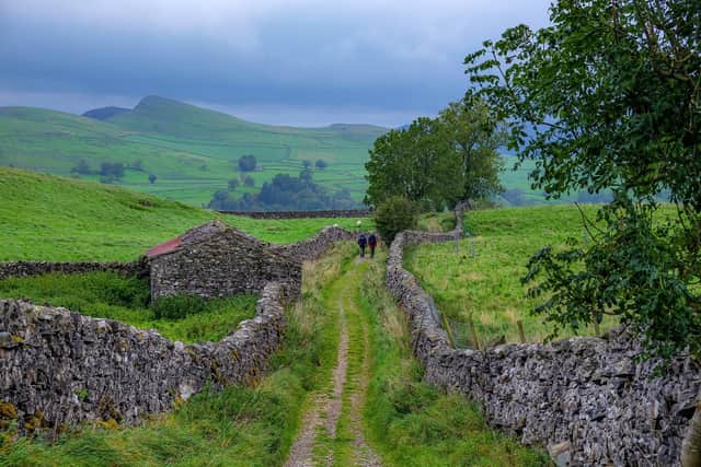 Ramblers make their way along the footpath towards the village of Stainforth nestled in Ribblesdale near Settle in the Yorkshire Dales National Park. PIC: Tony Johnson