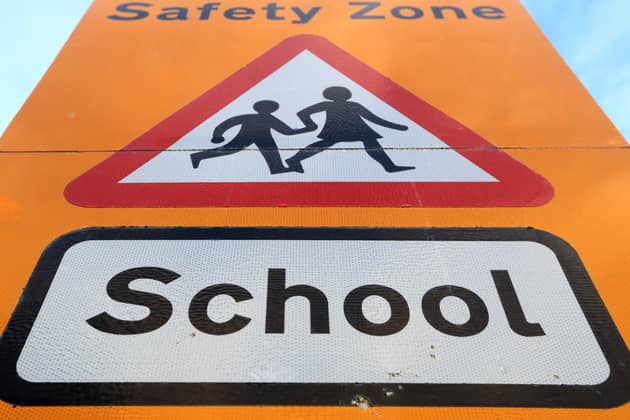 A general view of a school safety zone sign. PIC: Mike Egerton/PA Wire
