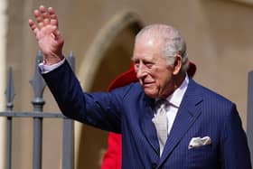 King Charles III after attending the Easter Service at St George's Chapel. PIC: Aaron Chown/PA Wire