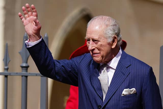 King Charles III after attending the Easter Service at St George's Chapel. PIC: Aaron Chown/PA Wire