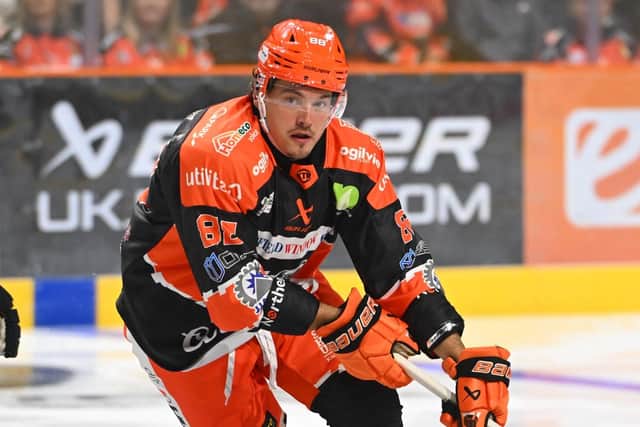 MILESTONE: Sheffield Steelers' Marc-Olivier Vallerand reached 300 Elite League points with his goal against Manchester Storm on Saturday night. Picture: Dean Woolley/Steelers Media