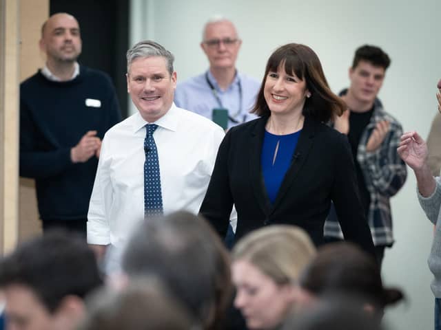 Labour leader Sir Keir Starmer arrives at UCL at the Queen Elizabeth Olympic Park, London with Shadow chancellor, Rachel Reeves to make a speech in January.