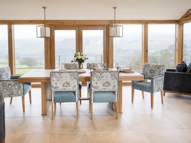 The new living kitchen with sensational views over Gouthwaite reservoir