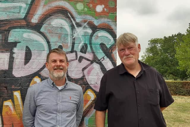 David Luck of Sheffield City Council, left, and Councillor Brian Holmshaw outside Lowedges Community Centre in Gresley Road