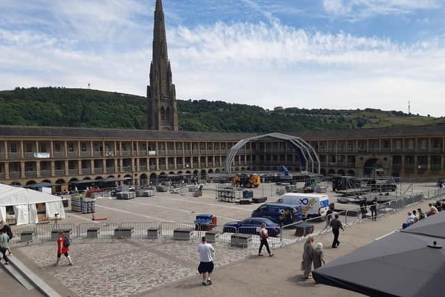 Preparations for Live at The Piece Hall 2022. (Pic credit: Sarah Fitton)