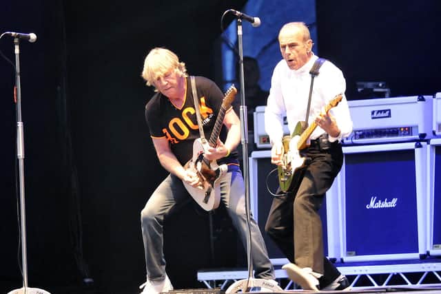 Status Quo's Francis Rossi and the late Rick Parfitt playing at Scarborough OAT in 2014. Picture: Richard Ponter.