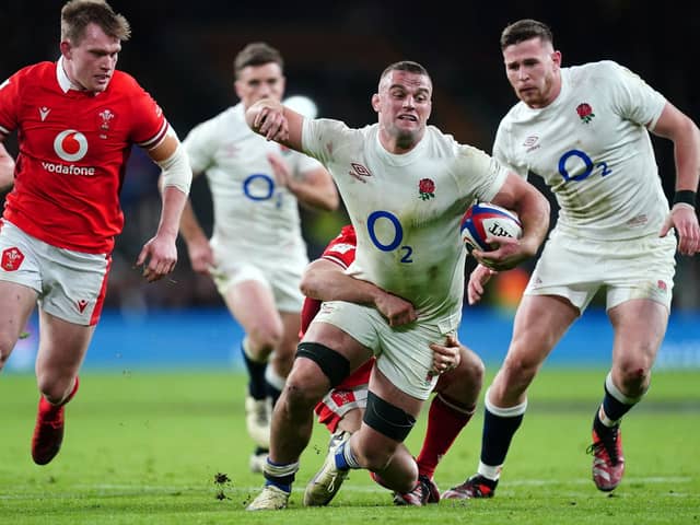 PROVE IT: England's Ben Earl is tackled during the Six Nations match against Wales at Twickenham Picture: David Davies/PA
