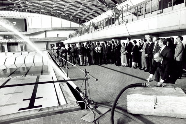 The World Student Games boss Dr Primo Nebiolo began the official filling of the Ponds Forge Swimming Pool at a ceremony on October 9, 1990