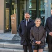 Mackenzie Stuart, a global executive search firm, has chosen the urban quarter Wellington Place as its new corporate headquarters.(L-R) Dominic Paglia, Nichola Howarth, Will Peeke-Vout Picture BEVAN COCKERILL