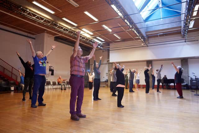 The Performance Ensemble rehearsing their production Sinfonia, opening at Leeds Playhouse this week. Picture: Mike Pinches