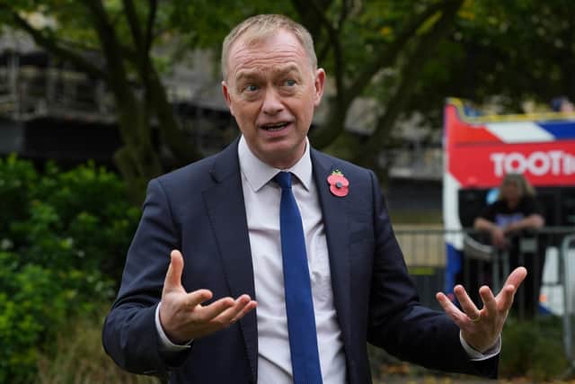 Tim Farron speaks to the media on College Green in Westminster, London. PIC: Lucy North/PA Wire