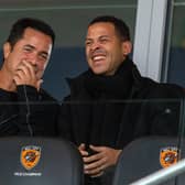 Liam Rosenior, pictured with Hull City owner Acun Ilicali at Tuesday night's game with Middlesbrough. Picture: Bruce Rollinson