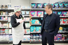 Labour Party leader Sir Keir Starmer  meets shoppers, staff and local residents during a visit to a Co-op store in Ripley, Derbyshire where he was campaigning ahead of the local council elections on May 4. Picture: Stefan Rousseau/PA Wire