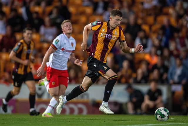 On the attack: Scott Banks has been involved in two promotion bids in Scotland and the Crystal Palace flier is all-in with Bradford (Picture: Bruce Rollinson)