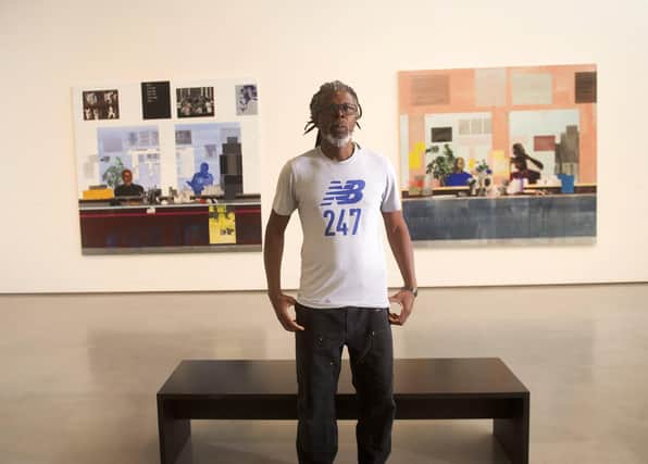 Hurvin Anderson: Salong Paintings/Hurvin Anderson Curates, at the Hepworth Gallery, Wakefield. Hurvin is pictured at the exhibition Picture taken by Yorkshire Post Photographer Simon Hulme