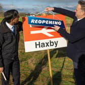 26/02/2024. Haxby, United Kingdom. The Prime Minister Rishi Sunak visits Haxby Rail Station site where he was shown the plans by the CEO of Network Rail Andrew Haines. Picture by Simon Walker / No 10 Downing Street
