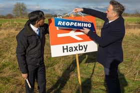 26/02/2024. Haxby, United Kingdom. The Prime Minister Rishi Sunak visits Haxby Rail Station site where he was shown the plans by the CEO of Network Rail Andrew Haines. Picture by Simon Walker / No 10 Downing Street