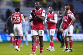 Rotherham United's Christ Tiehi applauds the fans following the Sky Bet Championship match at Coventry City earlier this month. Picture: Bradley Collyer/PA Wire.