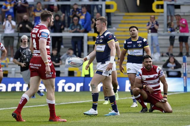 Harry Newman saw off Bevan French to score in the first half. (Photo: PA)